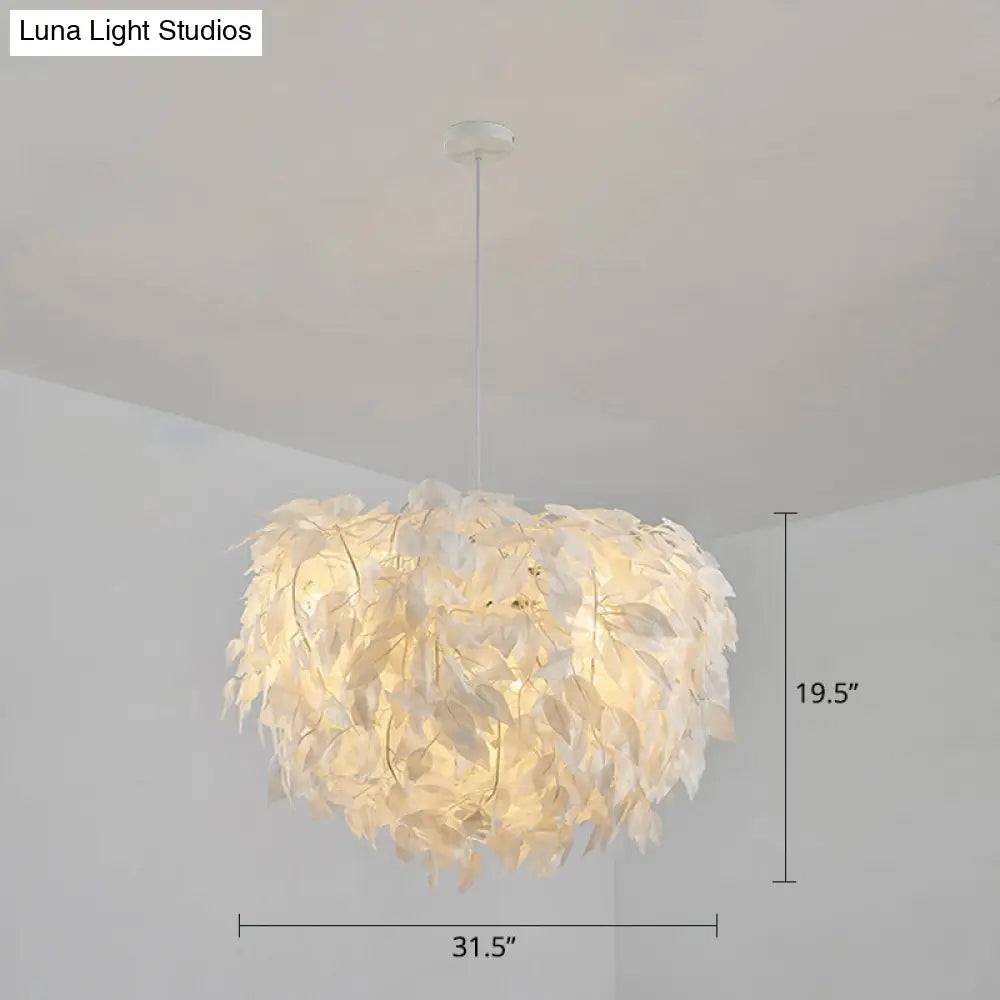 White Nordic Fabric Suspended Pendant Light For Living Room