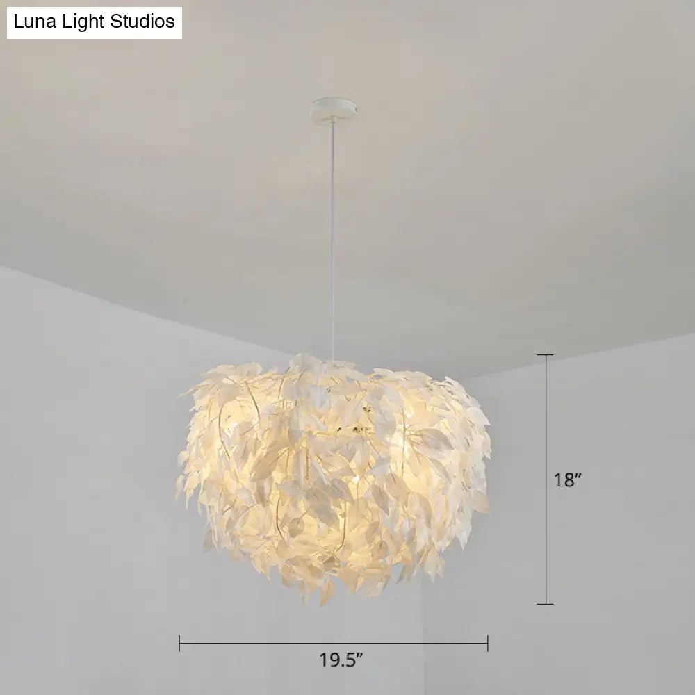 White Nordic Fabric Suspended Pendant Light For Living Room