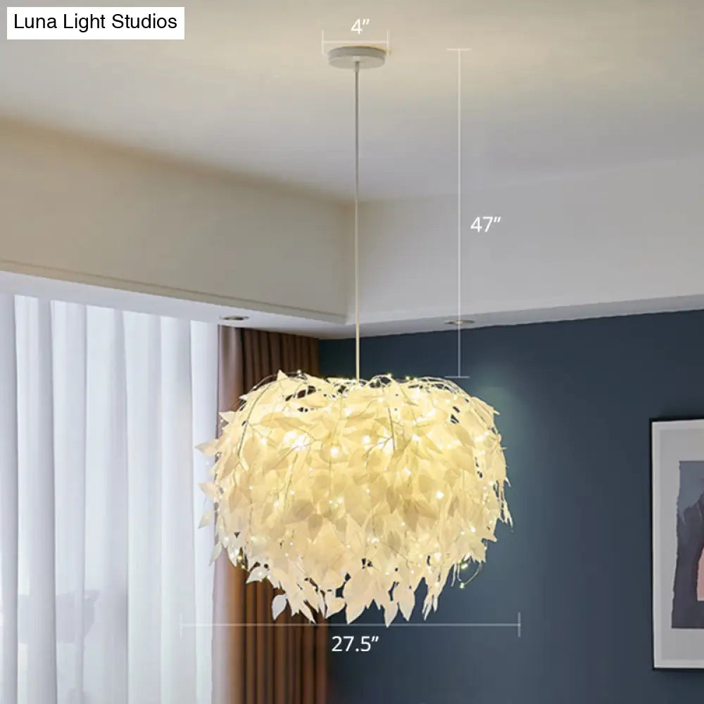 White Nordic Fabric Suspended Pendant Light For Living Room