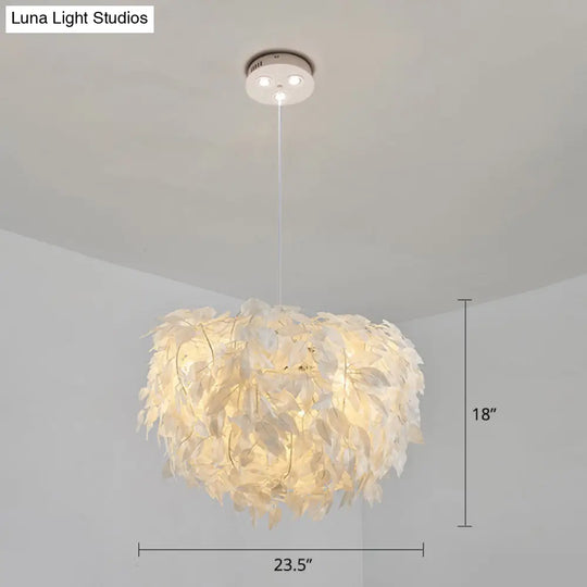 Sleek Nordic Fabric Pendant Light: White Domed Suspension For Living Room