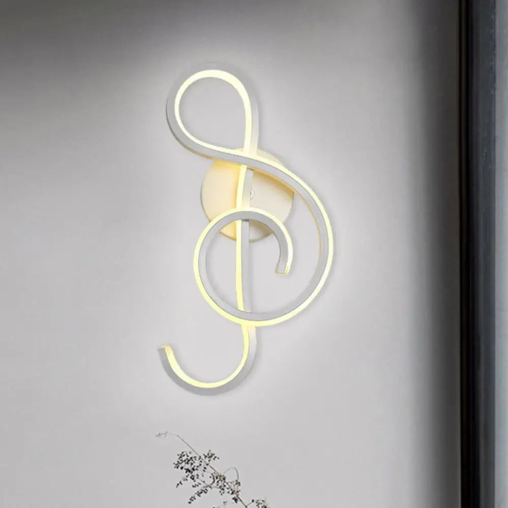 White Nordic Led Wall Sconce With Musical Note Design And Acrylic Shade For Living Room Grey / B