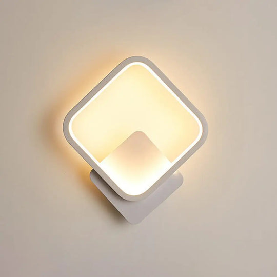 White Nordic Style Led Wall Sconce - Shaded Acrylic Corridor Light Fixture / C