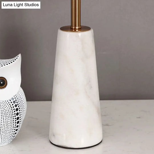 White Nordic Style Round Bedside Table Lamp With Marble Base