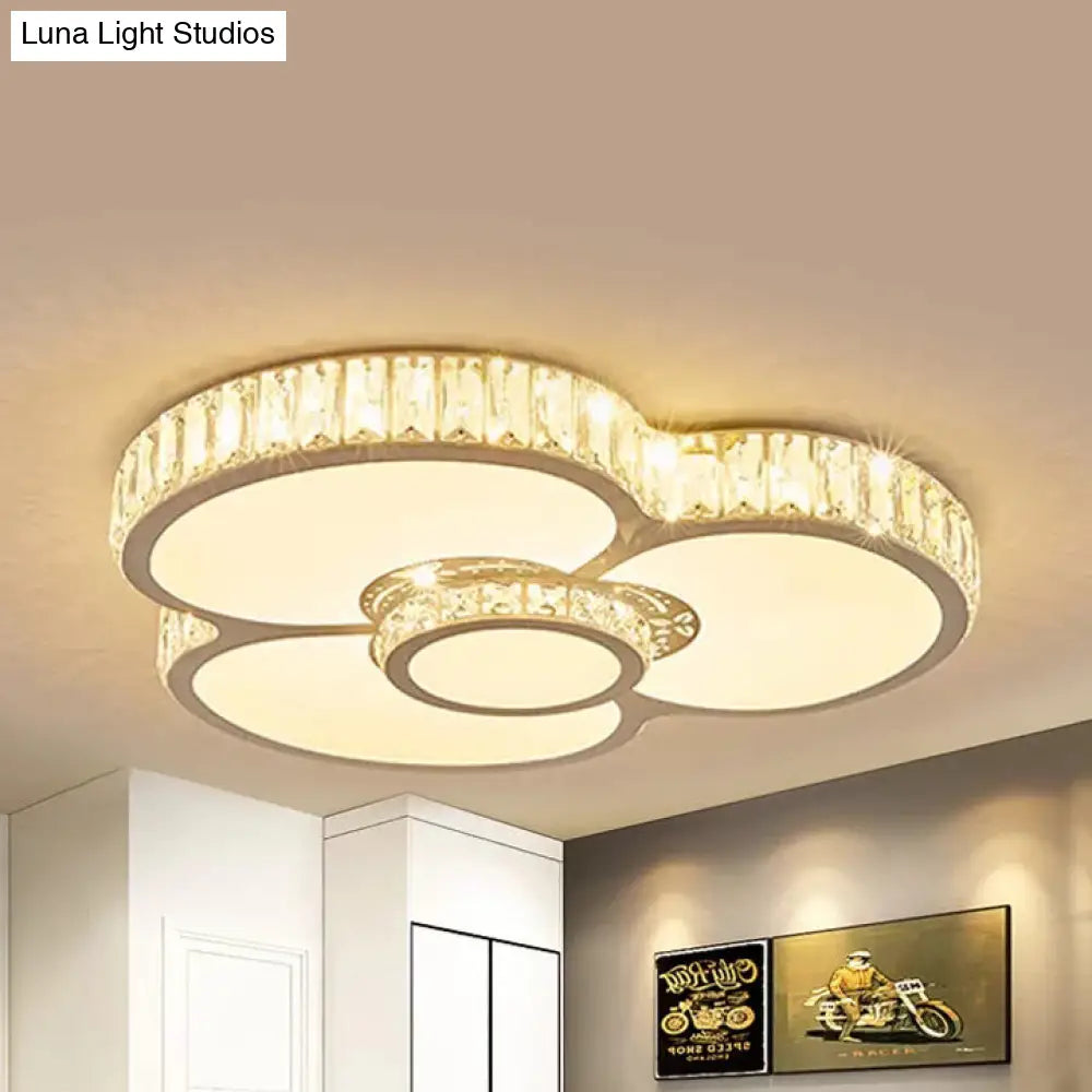 White Nursing Room Ceiling Light With Clear Crystal Acrylic Leds