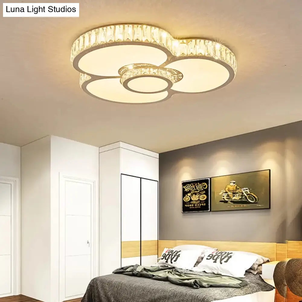White Nursing Room Ceiling Light With Clear Crystal Acrylic Leds