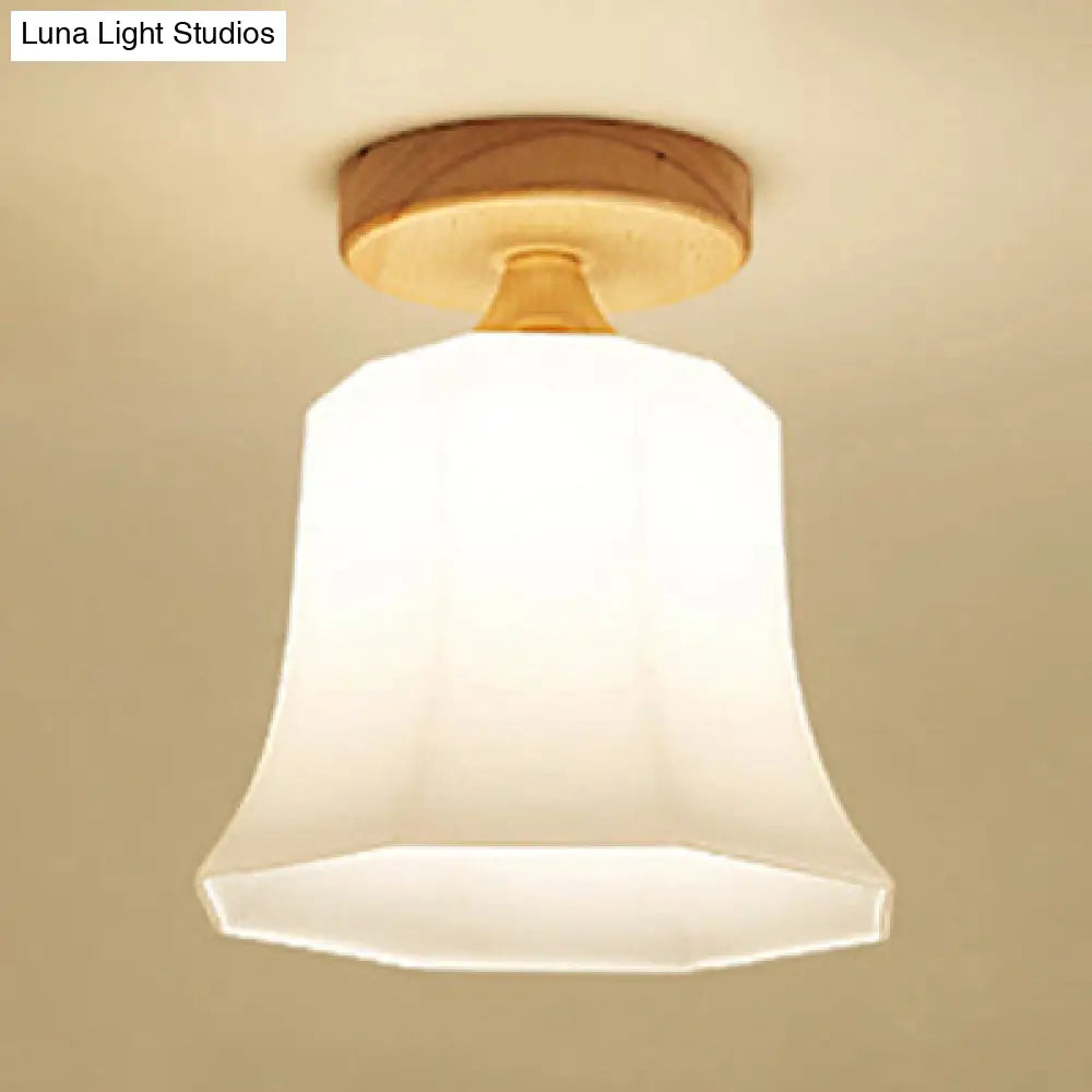 White Opal Glass Ceiling Light | Modern One-Head Flush Mount For Bathrooms / D