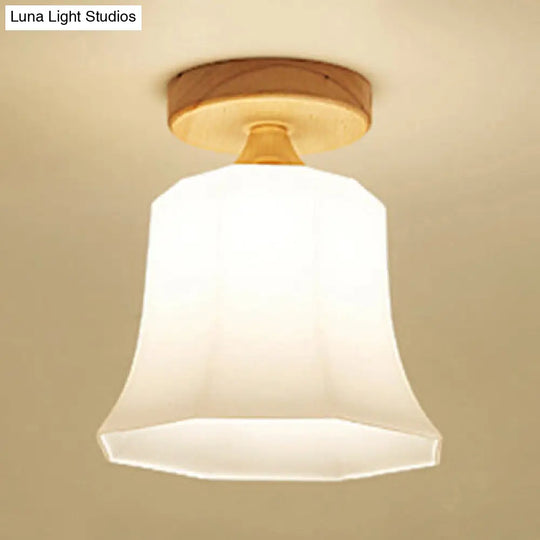 White Opal Glass Ceiling Light | Modern One-Head Flush Mount For Bathrooms / D