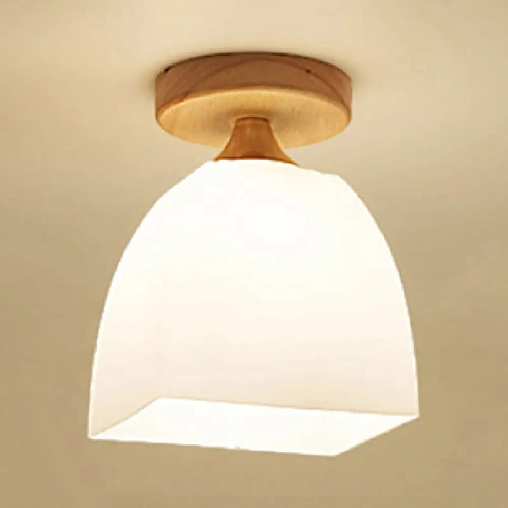 White Opal Glass Ceiling Light | Modern One - Head Flush Mount For Bathrooms / B