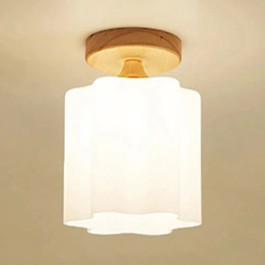 White Opal Glass Ceiling Light | Modern One - Head Flush Mount For Bathrooms / C