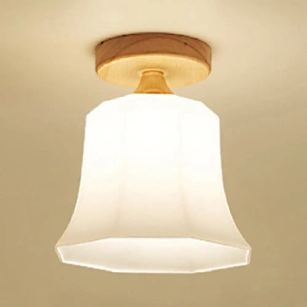 White Opal Glass Ceiling Light | Modern One - Head Flush Mount For Bathrooms / D