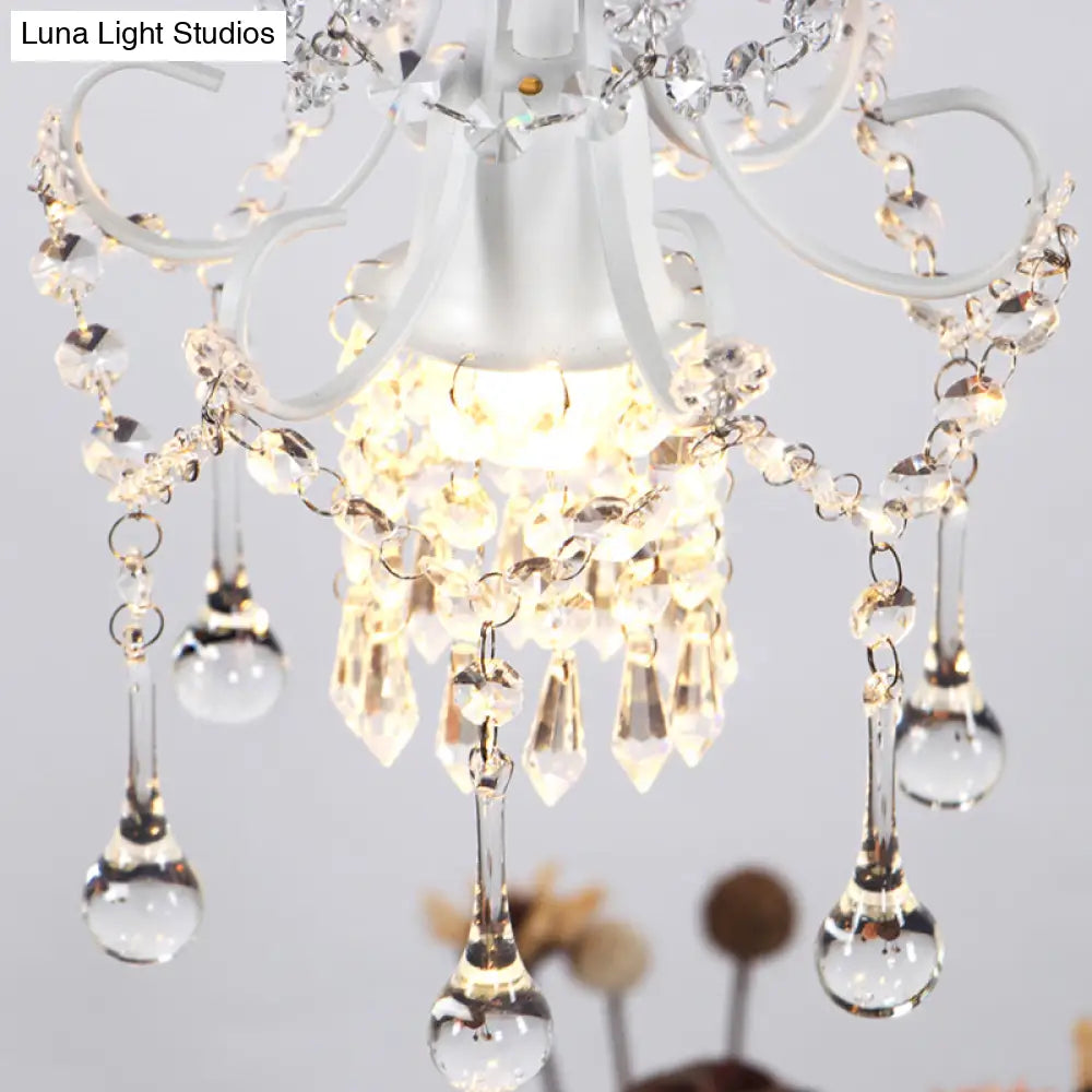 White Ornate Metal Crystal Ball Pendant Light - Perfect For Restaurants