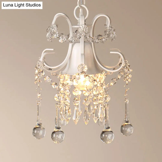 White Ornate Metal Crystal Ball Pendant Light - Perfect For Restaurants