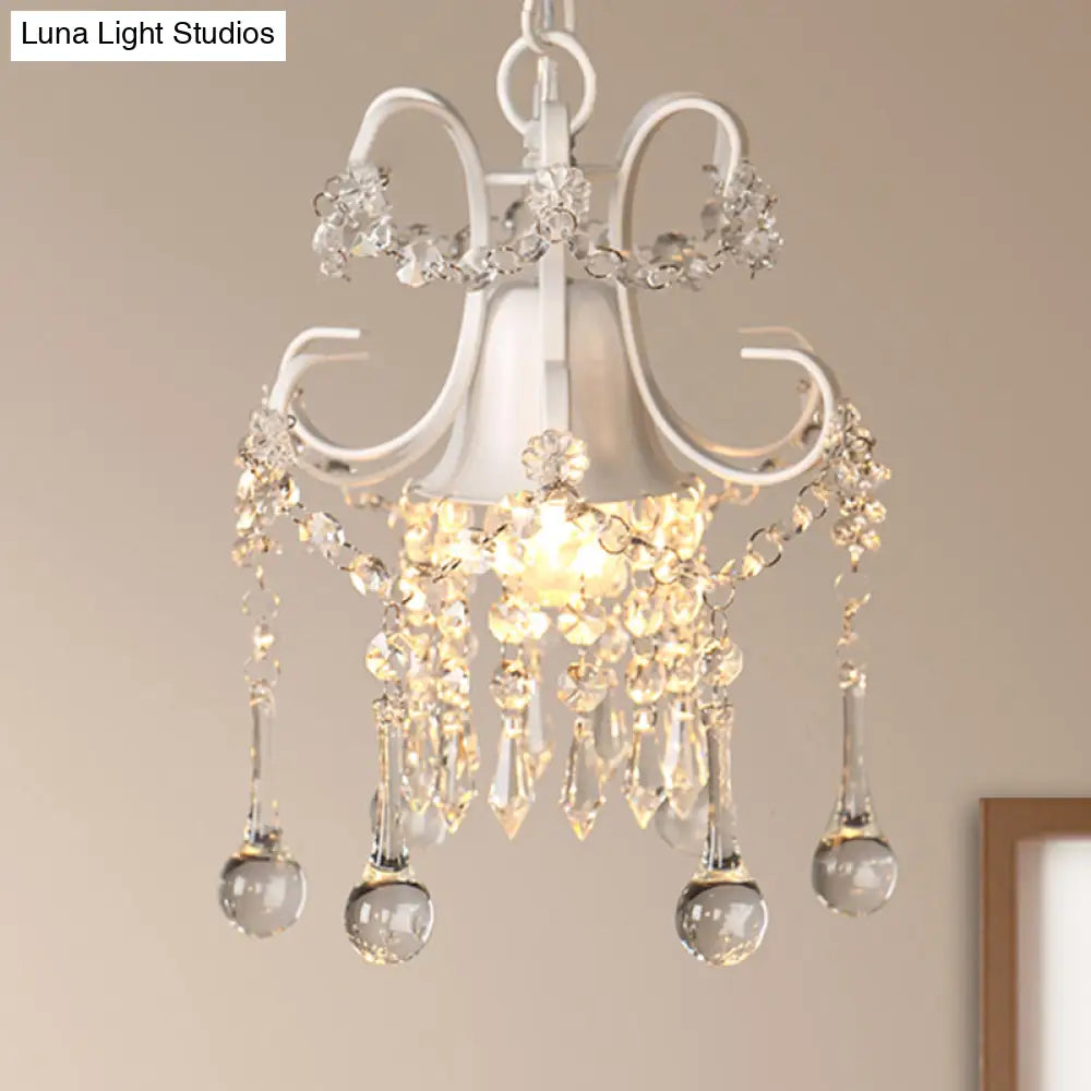 White Ornate Metal Crystal Ball Pendant Light - Perfect For Restaurants