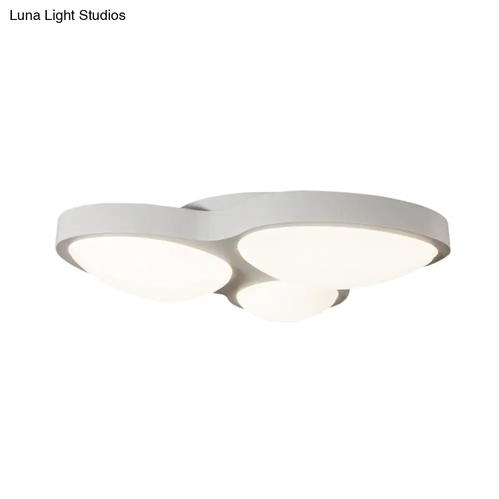 White Oval Ceiling Mounted Led Flushmount Lamp With 3 Modernist Metallic Lights - Bedroom Fixture