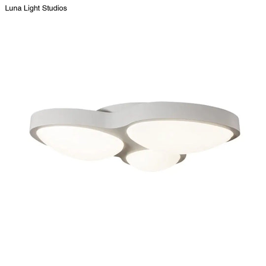 White Oval Ceiling Mounted Led Flushmount Lamp With 3 Modernist Metallic Lights - Bedroom Fixture