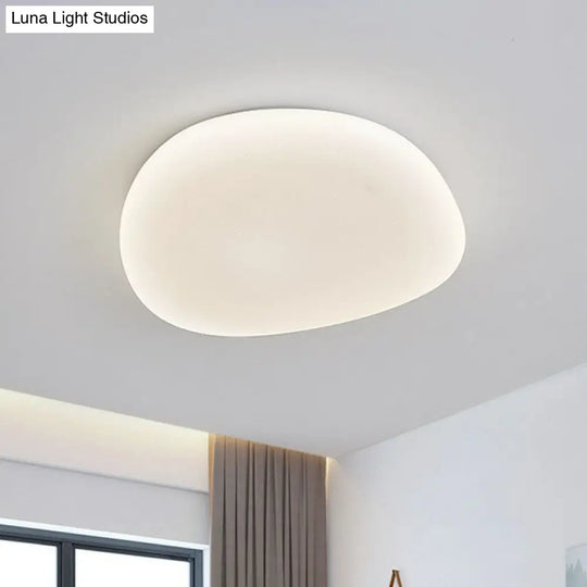 White Pebble Stone Led Bedroom Flushmount Acrylic Ceiling Light - Modern Design