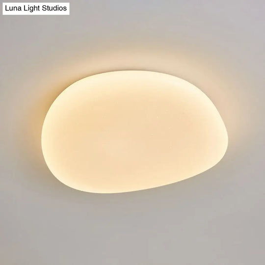 White Pebble Stone Led Bedroom Flushmount Acrylic Ceiling Light - Modern Design