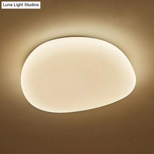 White Pebble Stone Led Bedroom Flushmount Acrylic Ceiling Light - Modern Design