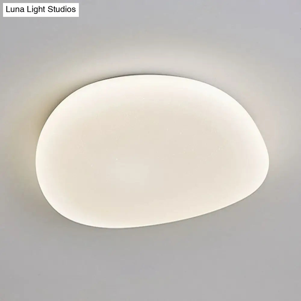 White Pebble Stone Led Bedroom Flushmount Acrylic Ceiling Light - Modern Design