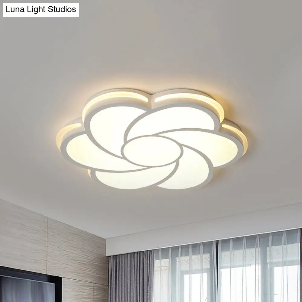 White Petal Flush Led Ceiling Lamp - Modern Stylish Design With Acrylic Shade 3 Color Light Options