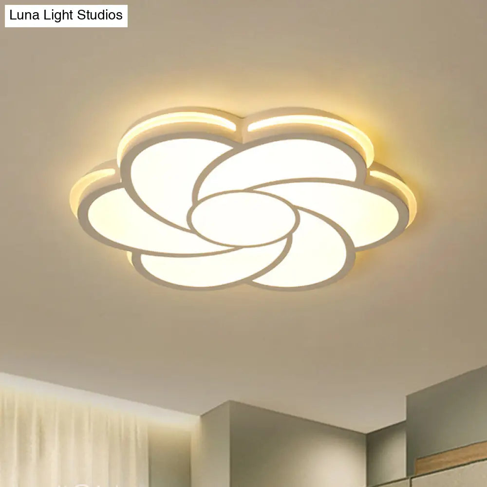 White Petal Flush Led Ceiling Lamp - Modern Stylish Design With Acrylic Shade 3 Color Light Options