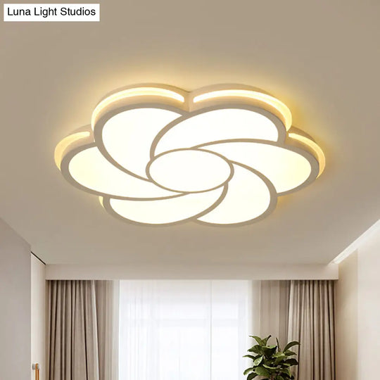 White Petal Flush Led Ceiling Lamp - Modern Stylish Design With Acrylic Shade 3 Color Light Options