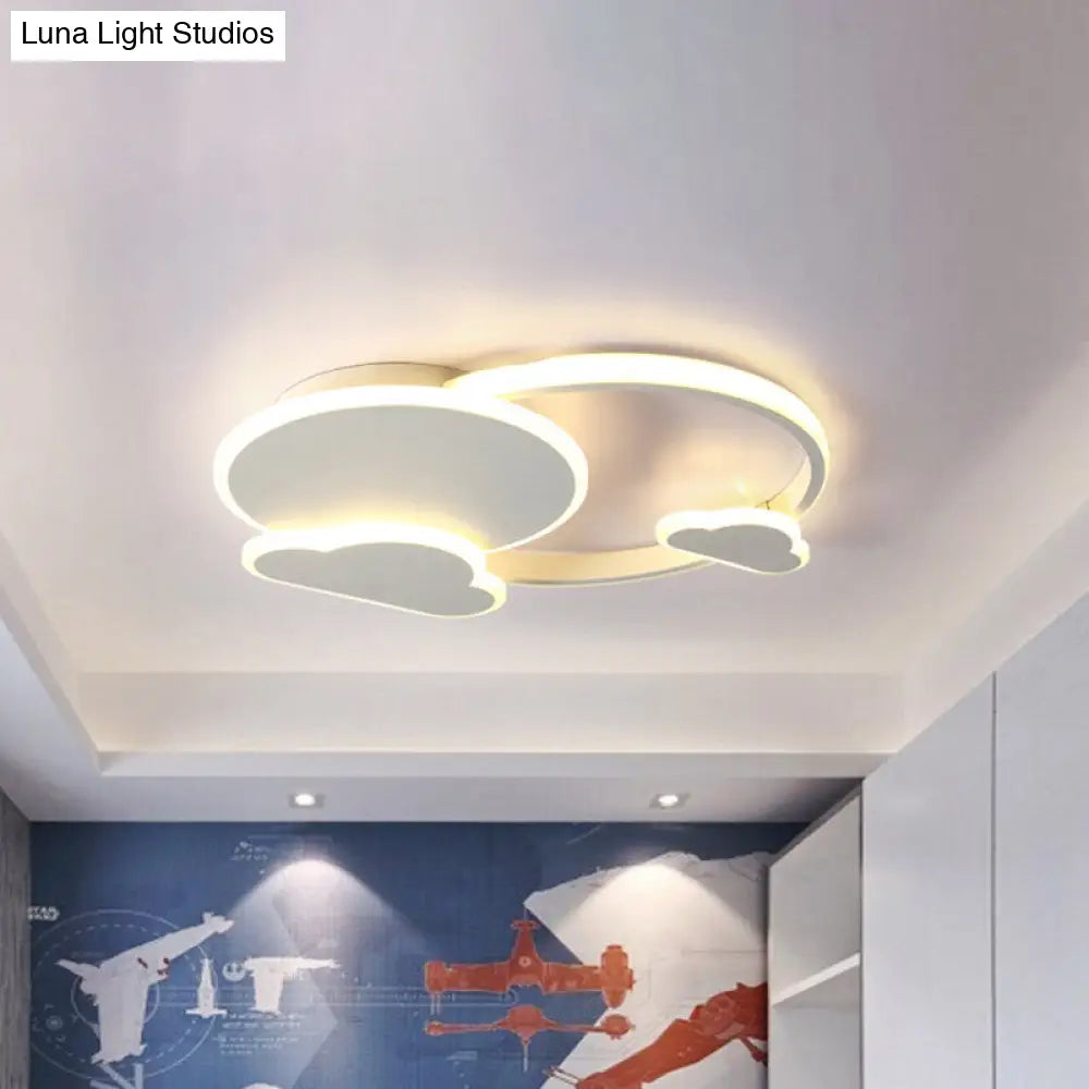 White/Pink Macaron Led Flush Light Fixture With Cloud Design In Warm/White - Ceiling Mount Lamp