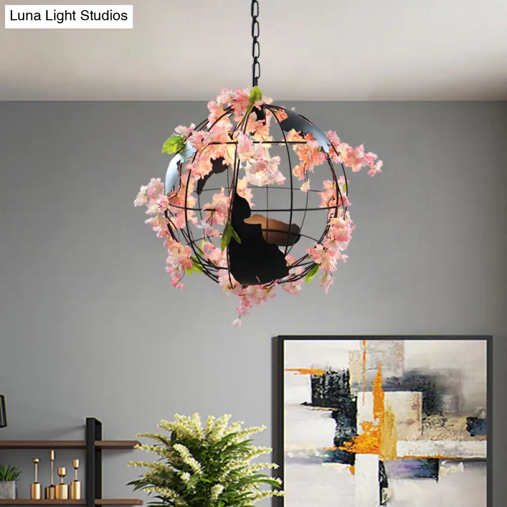 White/Pink Metal Pendant Dining Room Light With Tellurion Shade