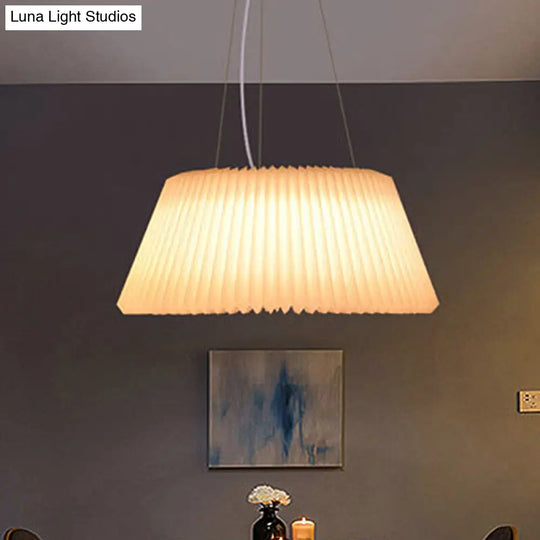 White Modern Barrel Ceiling Pendant - Plastic 1 Light Restaurant Lamp (18/22.5 Wide)