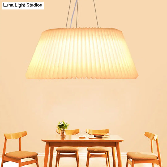 White Modern Barrel Ceiling Pendant - Plastic 1 Light Restaurant Lamp (18/22.5 Wide) / 18