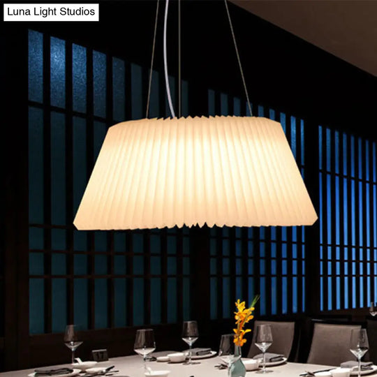 White Modern Barrel Ceiling Pendant - Plastic 1 Light Restaurant Lamp (18/22.5 Wide) / 22.5