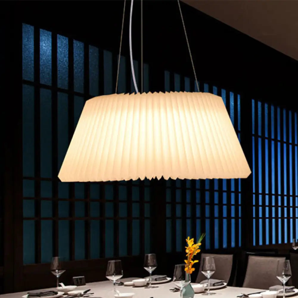 White Plastic Barrel Ceiling Pendant Lamp - Modern 1 Light Restaurant 18’/22.5’ Wide / 22.5’