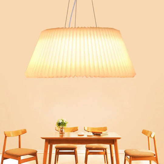 White Plastic Barrel Ceiling Pendant Lamp - Modern 1 Light Restaurant 18’/22.5’ Wide / 18’