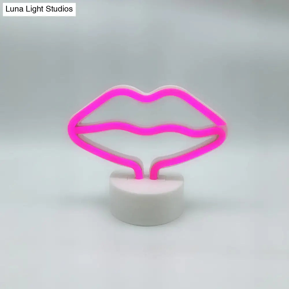 White Plastic Cartoon Led Table Light For Bedroom With Contemporary Neon Night Lighting