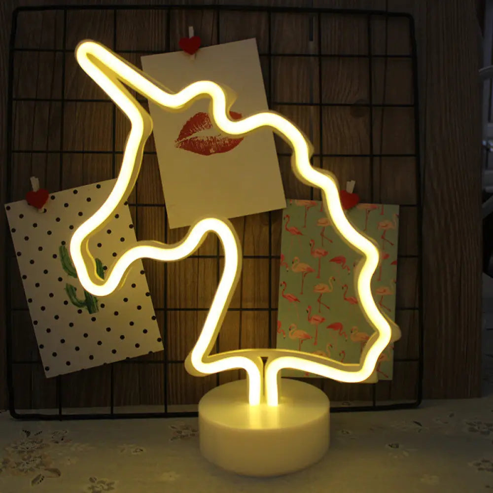 White Plastic Cartoon Led Table Light For Bedroom With Contemporary Neon Night Lighting / Battery F