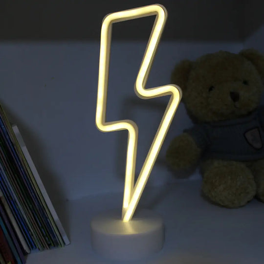 White Plastic Cartoon Led Table Light For Bedroom With Contemporary Neon Night Lighting / Battery H