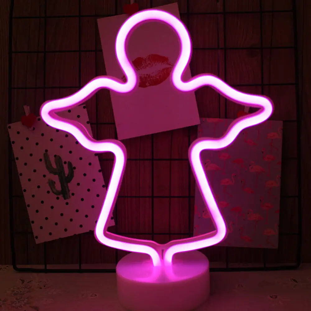 White Plastic Cartoon Led Table Light For Bedroom With Contemporary Neon Night Lighting / Battery I