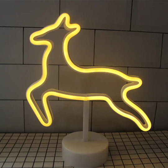 White Plastic Cartoon Led Table Light For Bedroom With Contemporary Neon Night Lighting / Battery M