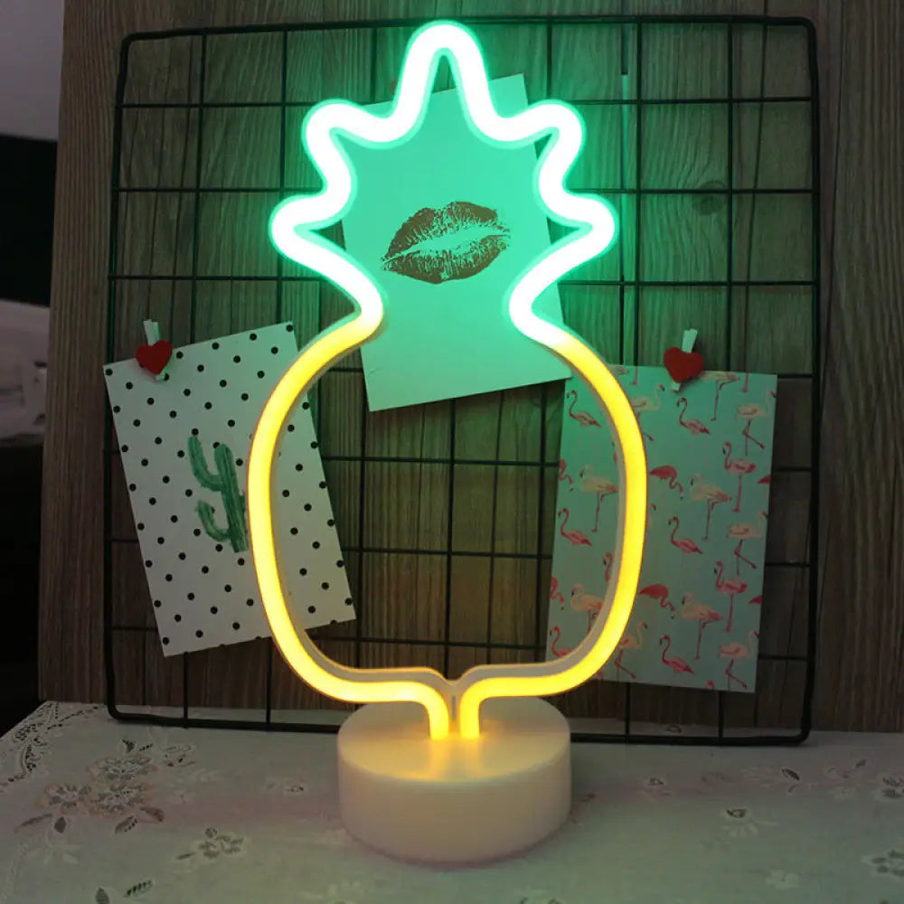 White Plastic Cartoon Led Table Light For Bedroom With Contemporary Neon Night Lighting / Battery N