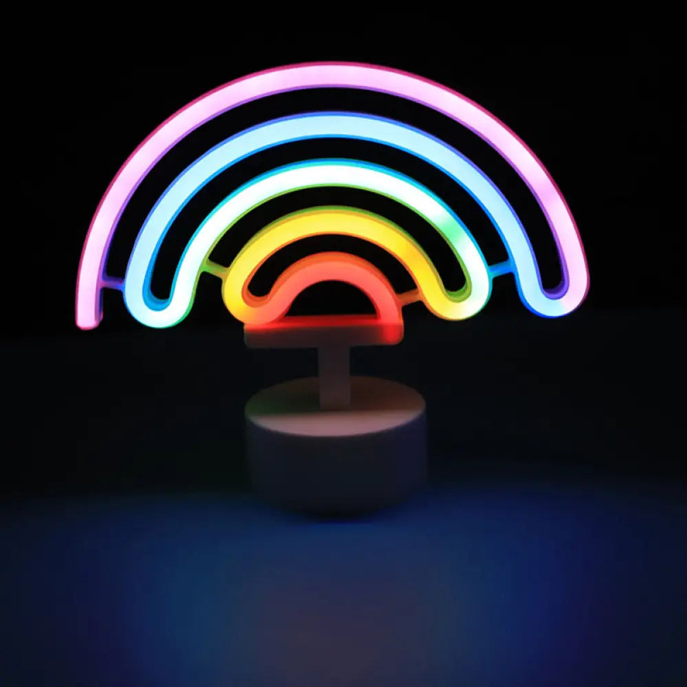 White Plastic Cartoon Led Table Light For Bedroom With Contemporary Neon Night Lighting / Battery O