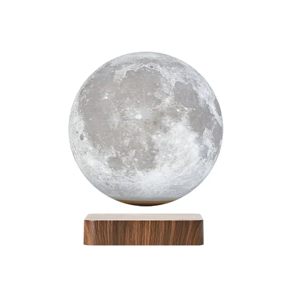 White Plastic Moon Led Nightstand Lamp For Childs Room - Decorative Maglev Table Light Dark Wood / 5