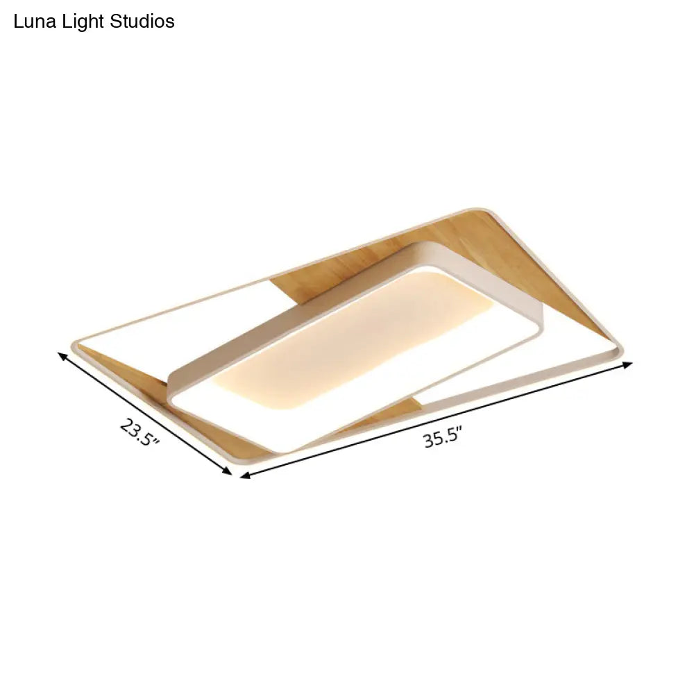 White Rectangle Acrylic Led Ceiling Light Fixture For Minimalist Living Room