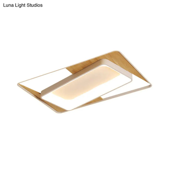 White Rectangle Acrylic Led Ceiling Light Fixture For Minimalist Living Room