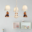 White Resin Bear Ceiling Lighting Chandelier With Fabric Shade - Cartoon-Inspired Light Fixture 3 /