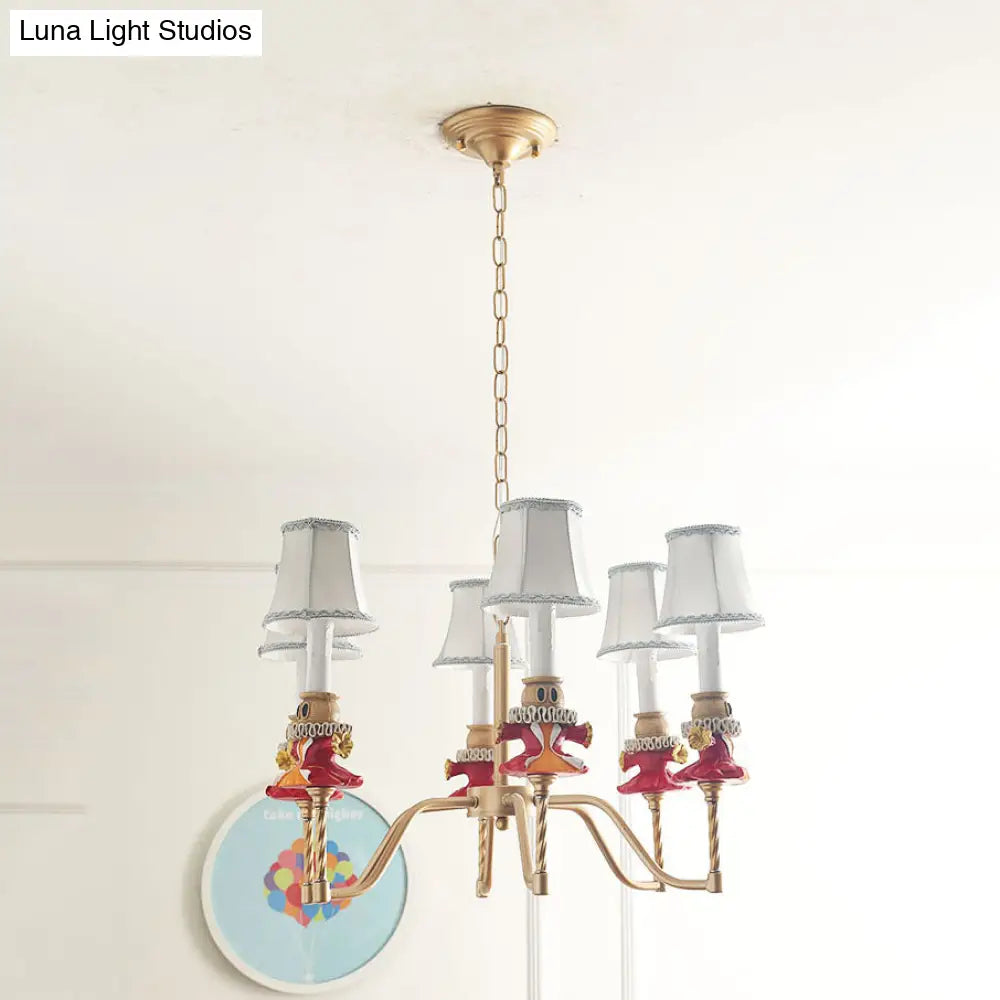 White Resin Hanging Chandelier - Modern Bell Shape Design With 6 Lights Ideal For Living Room