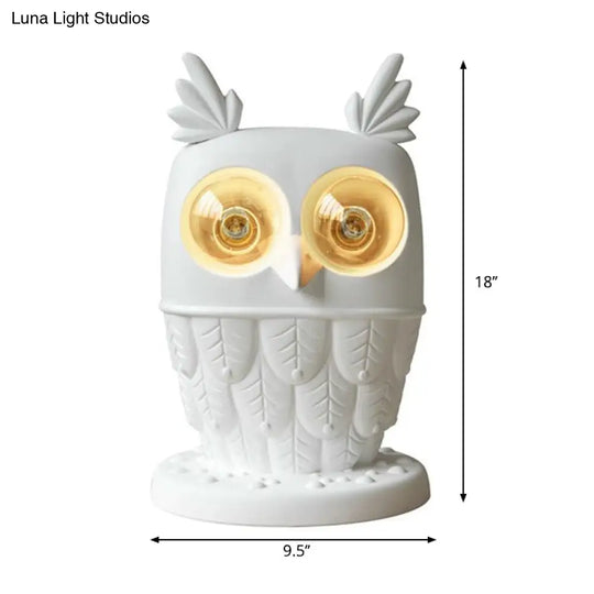 White Resin Owl Table Lamp - Creative Office Lighting With Plug-In Cord