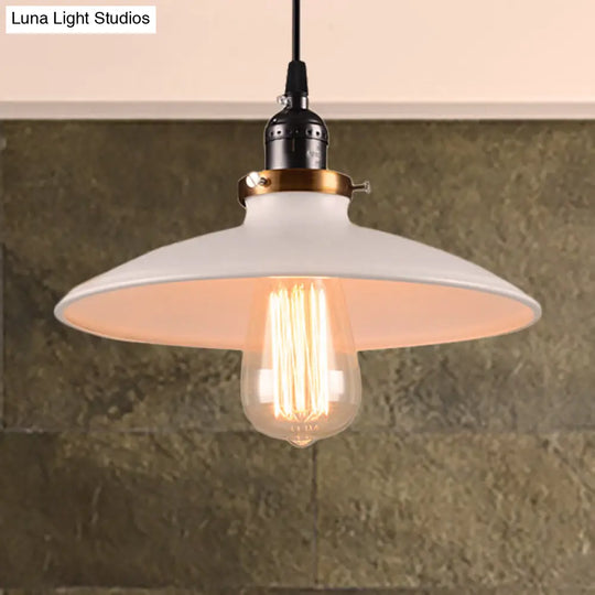 Modern Retro Loft Metal Saucer Shade Pendant Lighting For Restaurants - White 8.5/10 Diameter / 8.5