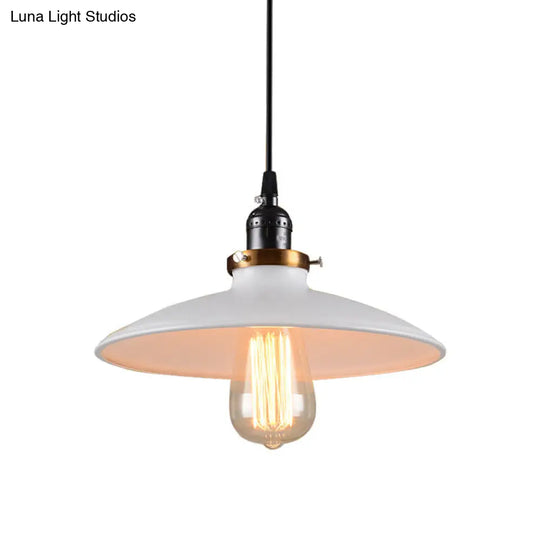 Modern Retro Loft Metal Saucer Shade Pendant Lighting For Restaurants - White 8.5/10 Diameter