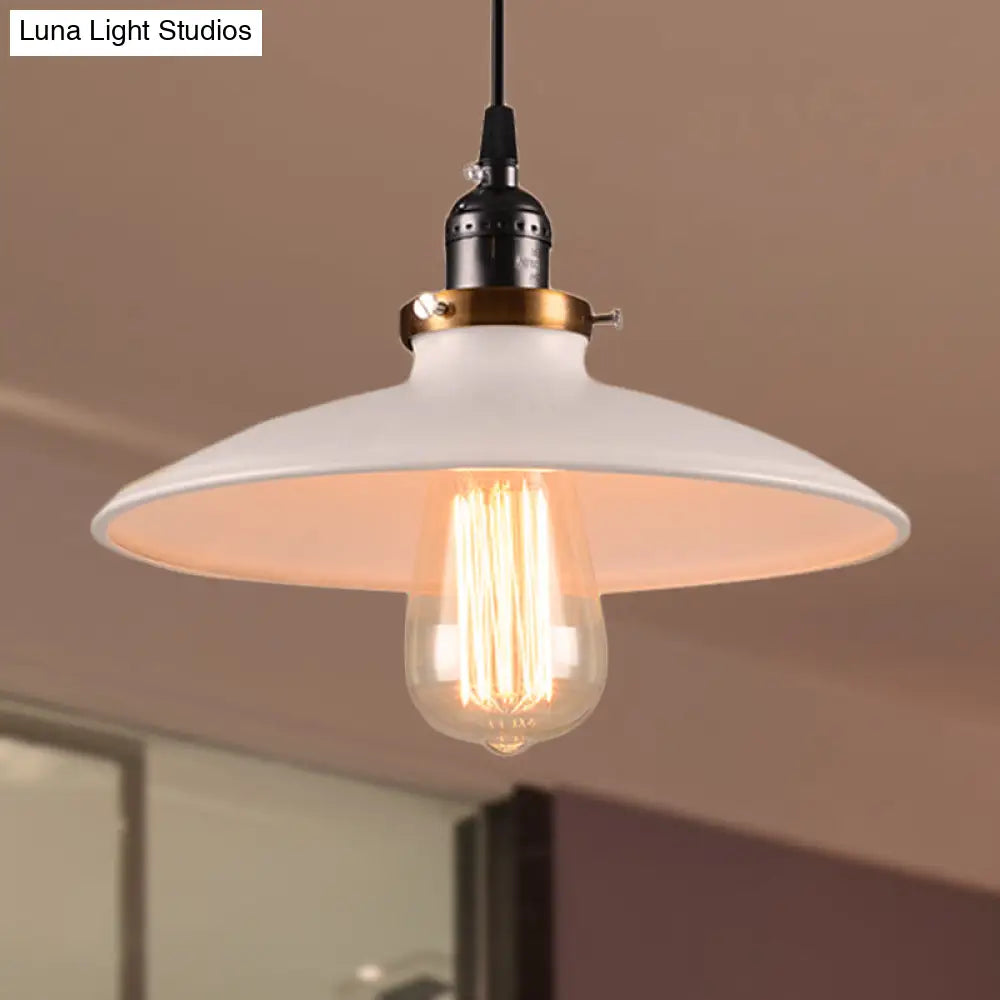 Modern Retro Loft Metal Saucer Shade Pendant Lighting For Restaurants - White 8.5/10 Diameter