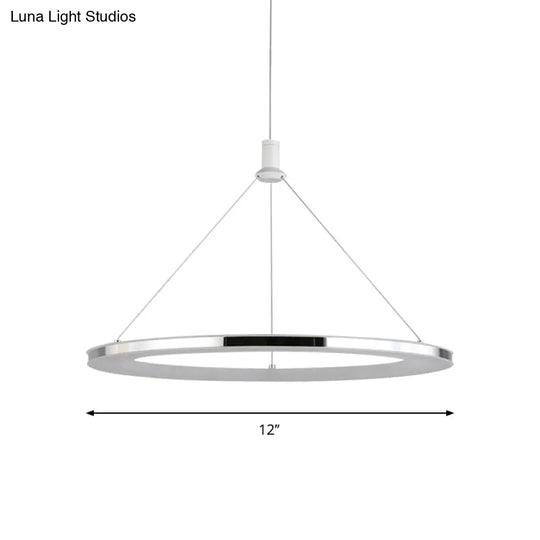 White Ring Pendant Light Fixture - Simple Acrylic Ceiling Suspension Lamp 1/3/5-Head Option